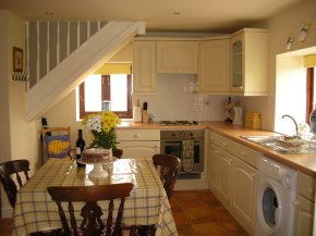 The pretty country style kitchen at Butterton Moor Cottage in the Peak District National Park